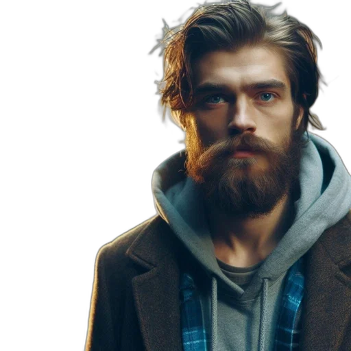 jacket, face, photorealistic, concept art transparent PNG cut-out