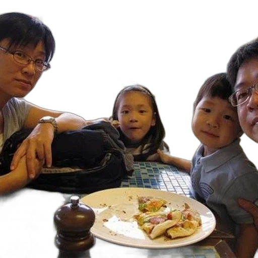 family, four, enjoys, meal transparent PNG cut-out