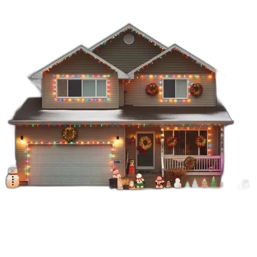 building, 3d render, cozy, two-story transparent PNG cut-out