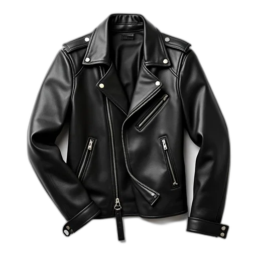 jacket, 3d render, black, leather transparent PNG cut-out