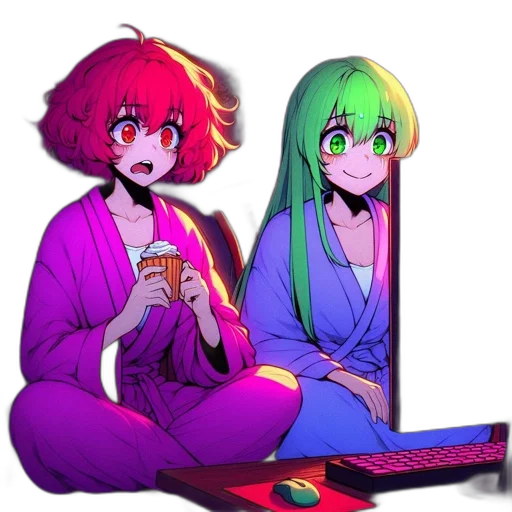 vaporwave, pixel art, anime, concept art transparent PNG cut-out