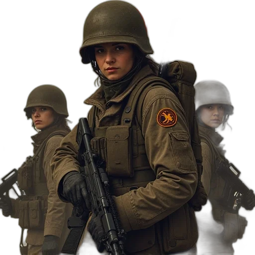 staff, jacket, weapon, hat transparent PNG cut-out