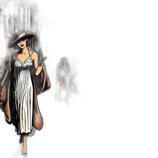 dress, hat, concept art, comic book art transparent PNG cut-out