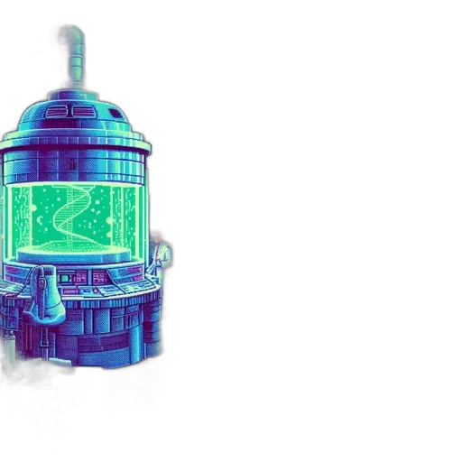 bottle, robot, pixel art, cyberpunk transparent PNG cut-out
