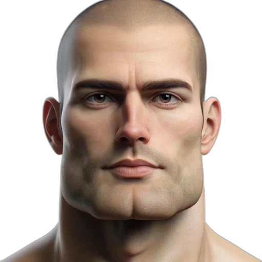 face, hair, photorealistic, 3d render transparent PNG cut-out