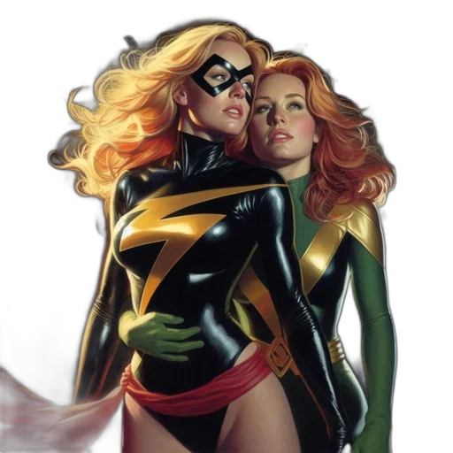 comic book art, concept art, two, female transparent PNG cut-out