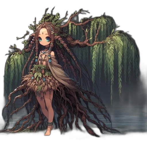 creature, hair, dress, tree transparent PNG cut-out