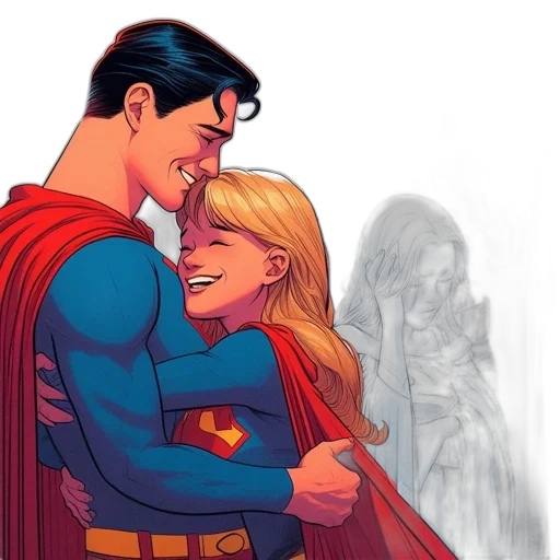 comic book art, four, iconic, heroes transparent PNG cut-out