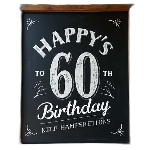 60th, birthday, chalkboard, poster transparent PNG cut-out