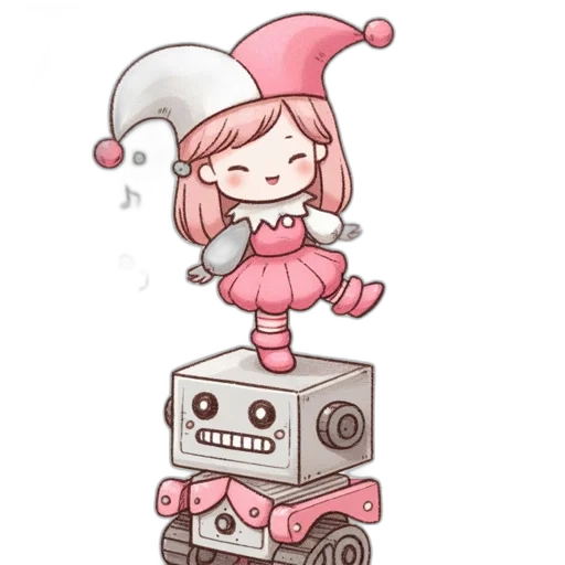 robot, dress, staff, hat transparent PNG cut-out