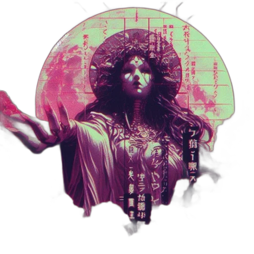 vaporwave, cyberpunk, pixel art, concept art transparent PNG cut-out