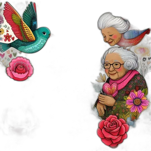 concept art, 3d render, two, elderly transparent PNG cut-out