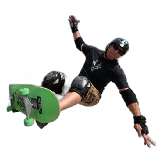 3d render, skateboarder, wearing, protective transparent PNG cut-out