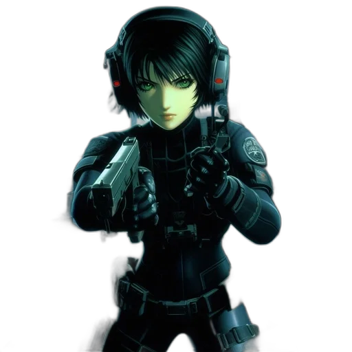 robot, weapon, jacket, cyberpunk transparent PNG cut-out