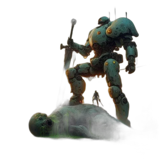 robot, weapon, sword, creature transparent PNG cut-out