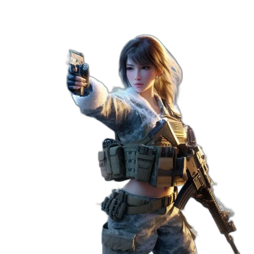 weapon, staff, jacket, face transparent PNG cut-out