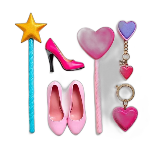 jewelry, shoes, 3d render, neon transparent PNG cut-out