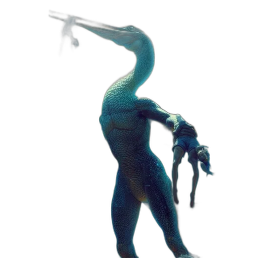 creature, robot, dragon, staff transparent PNG cut-out