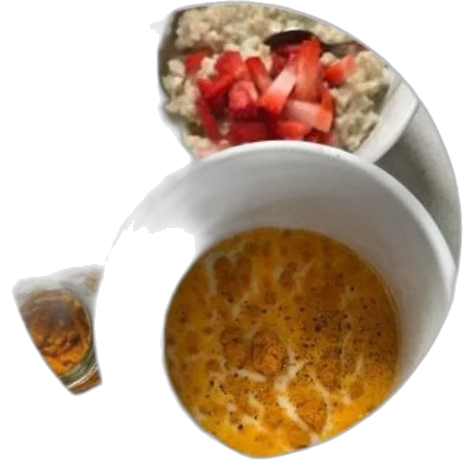 food, bowl, oatmeal, strawberries transparent PNG cut-out