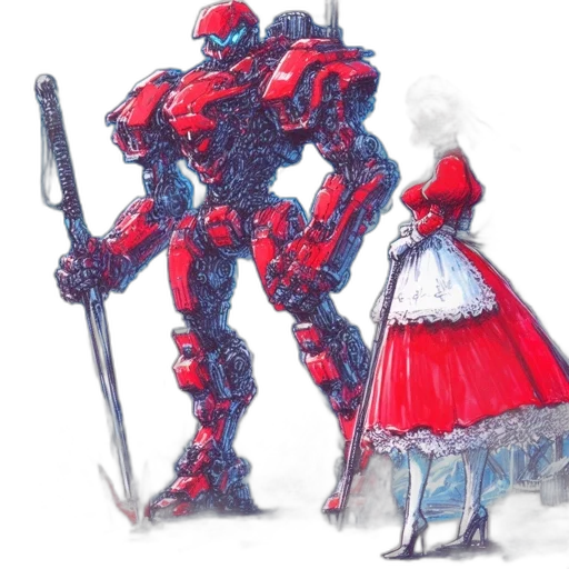 robot, dress, weapon, sword transparent PNG cut-out