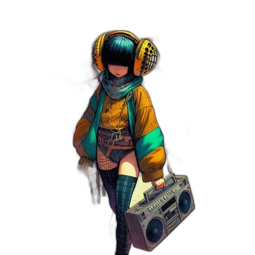 jacket, weapon, robot, staff transparent PNG cut-out