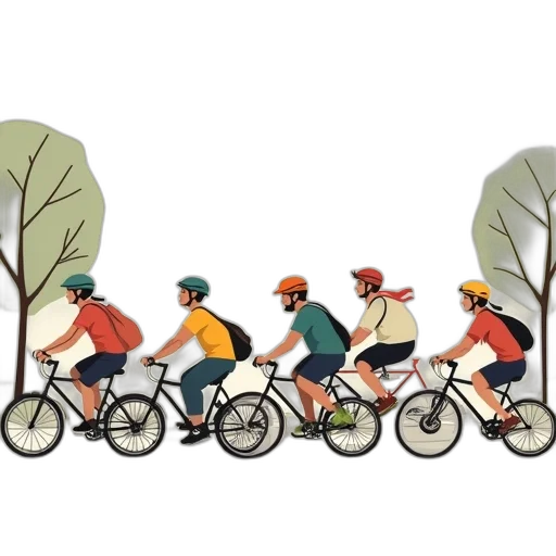 concept art, people, riding, bicycles transparent PNG cut-out