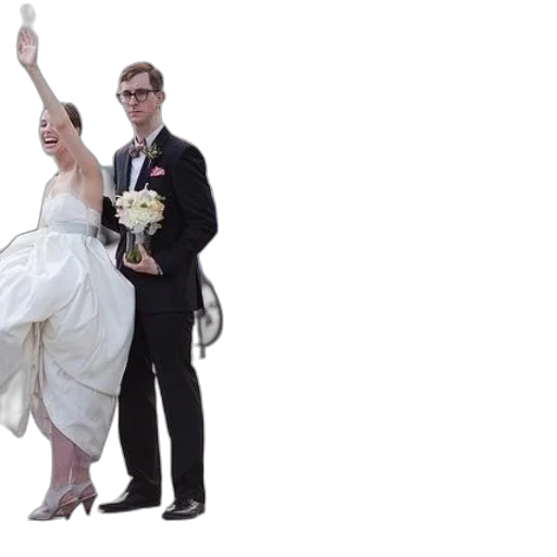 bride, groom, wave, camera transparent PNG cut-out