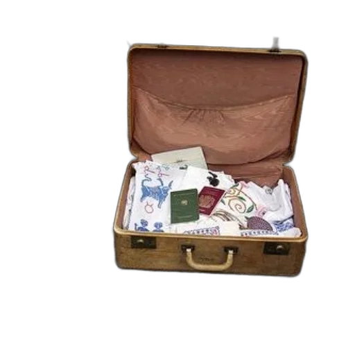 open, suitcase, filled, clothes transparent PNG cut-out
