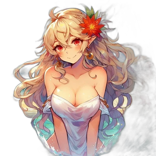 dress, crown, flower, staff transparent PNG cut-out