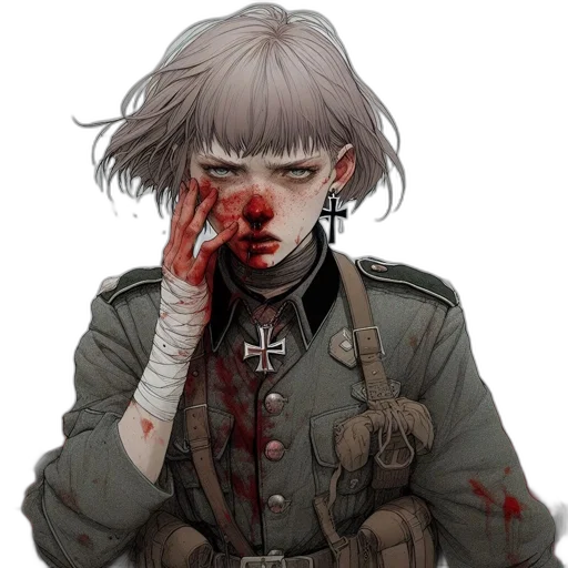 face, jacket, weapon, staff transparent PNG cut-out