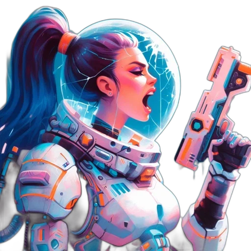 robot, weapon, cyberpunk, concept art transparent PNG cut-out