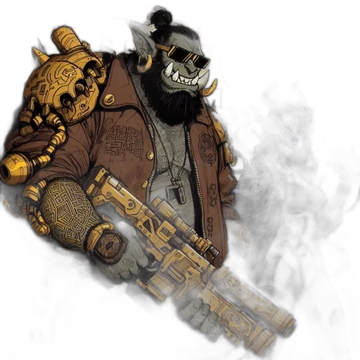 weapon, mask, staff, jacket transparent PNG cut-out