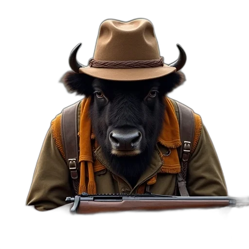 animal, hat, jacket, staff transparent PNG cut-out