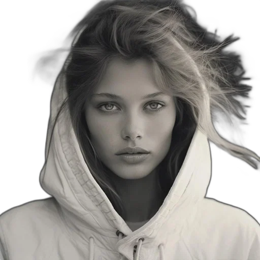 face, jacket, jewelry, hair transparent PNG cut-out