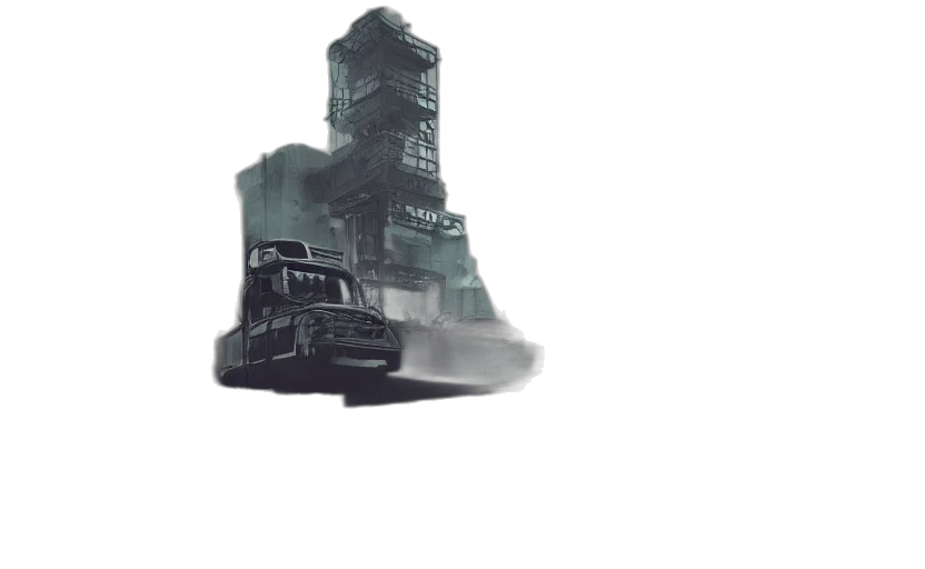 weapon, robot, car, building transparent PNG cut-out