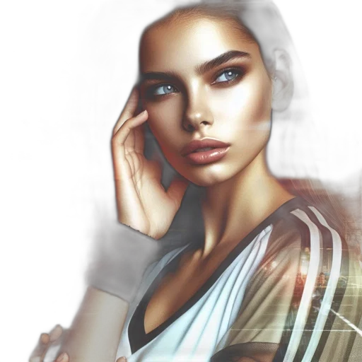 face, dress, jewelry, photorealistic transparent PNG cut-out