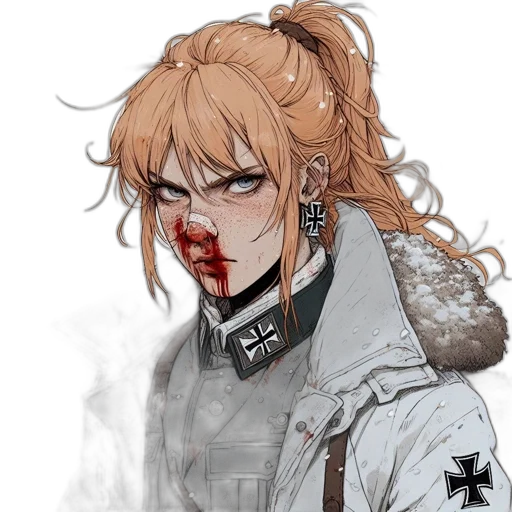 staff, jacket, face, weapon transparent PNG cut-out