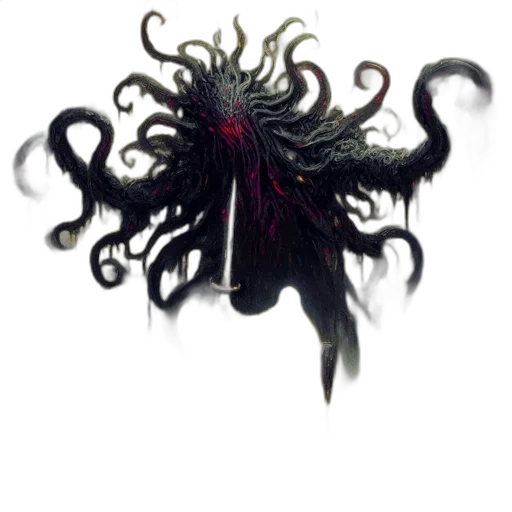 creature, hair, staff, mask transparent PNG cut-out