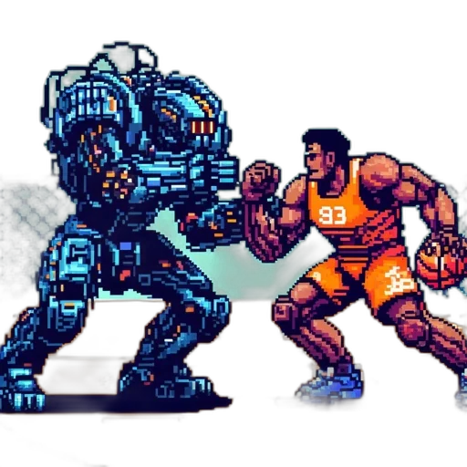 robot, pixel art, concept art, comic book art transparent PNG cut-out
