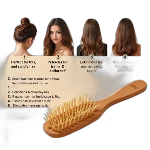 hair, wooden, hairbrush, bristles transparent PNG cut-out