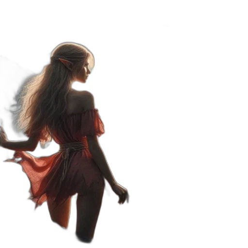 dress, hair, dragon, concept art transparent PNG cut-out