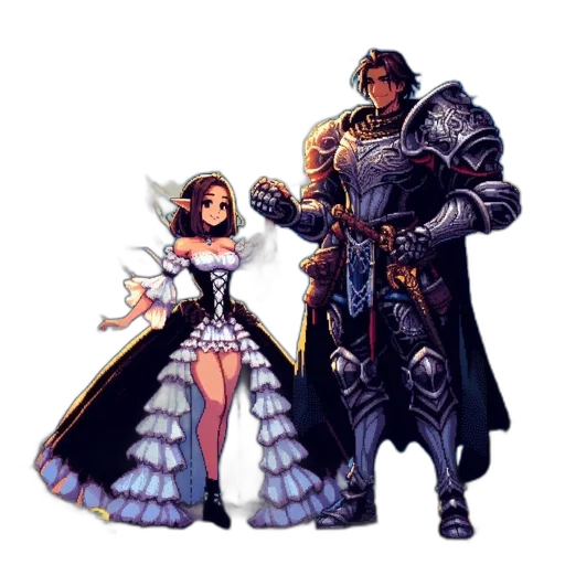 sword, dress, pixel art, fantasy art transparent PNG cut-out
