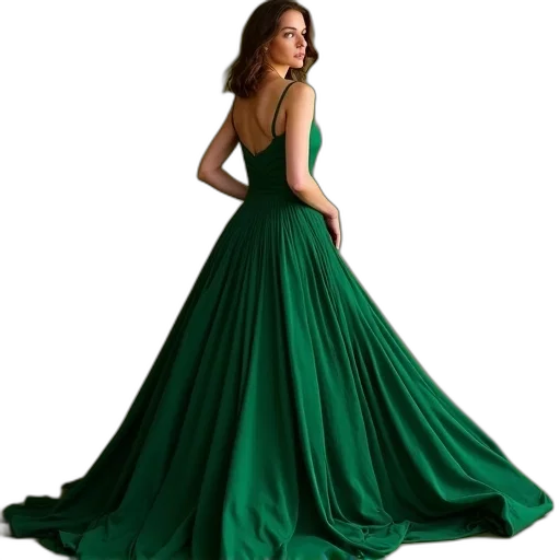 dress, photorealistic, green, earth tones transparent PNG cut-out