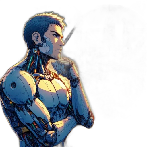 robot, sword, weapon, comic book art transparent PNG cut-out