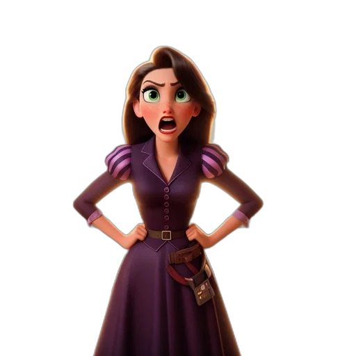 dress, staff, face, 3d render transparent PNG cut-out