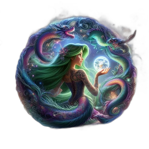 dragon, staff, fantasy art, concept art transparent PNG cut-out