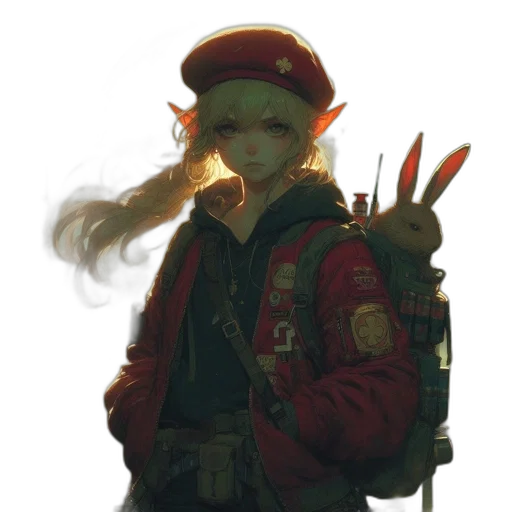 staff, jacket, weapon, hat transparent PNG cut-out