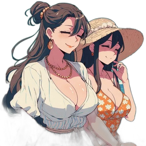 hat, dress, anime, watercolor transparent PNG cut-out