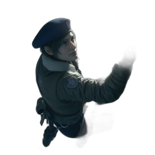 staff, weapon, jacket, hat transparent PNG cut-out