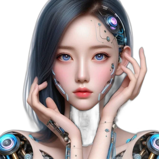 robot, jewelry, face, fantasy art transparent PNG cut-out